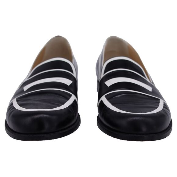 Christian Louboutin Magic Moc Penny Loafers in Black and White Leather - Picture 2 of 10